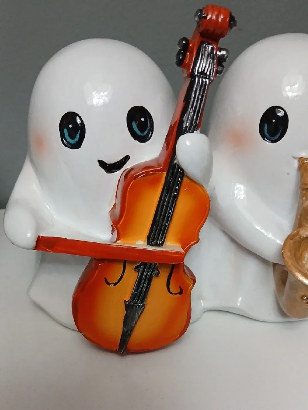 Cute White Ghost Trio Halloween Accent Decor  with Instruments - NWT